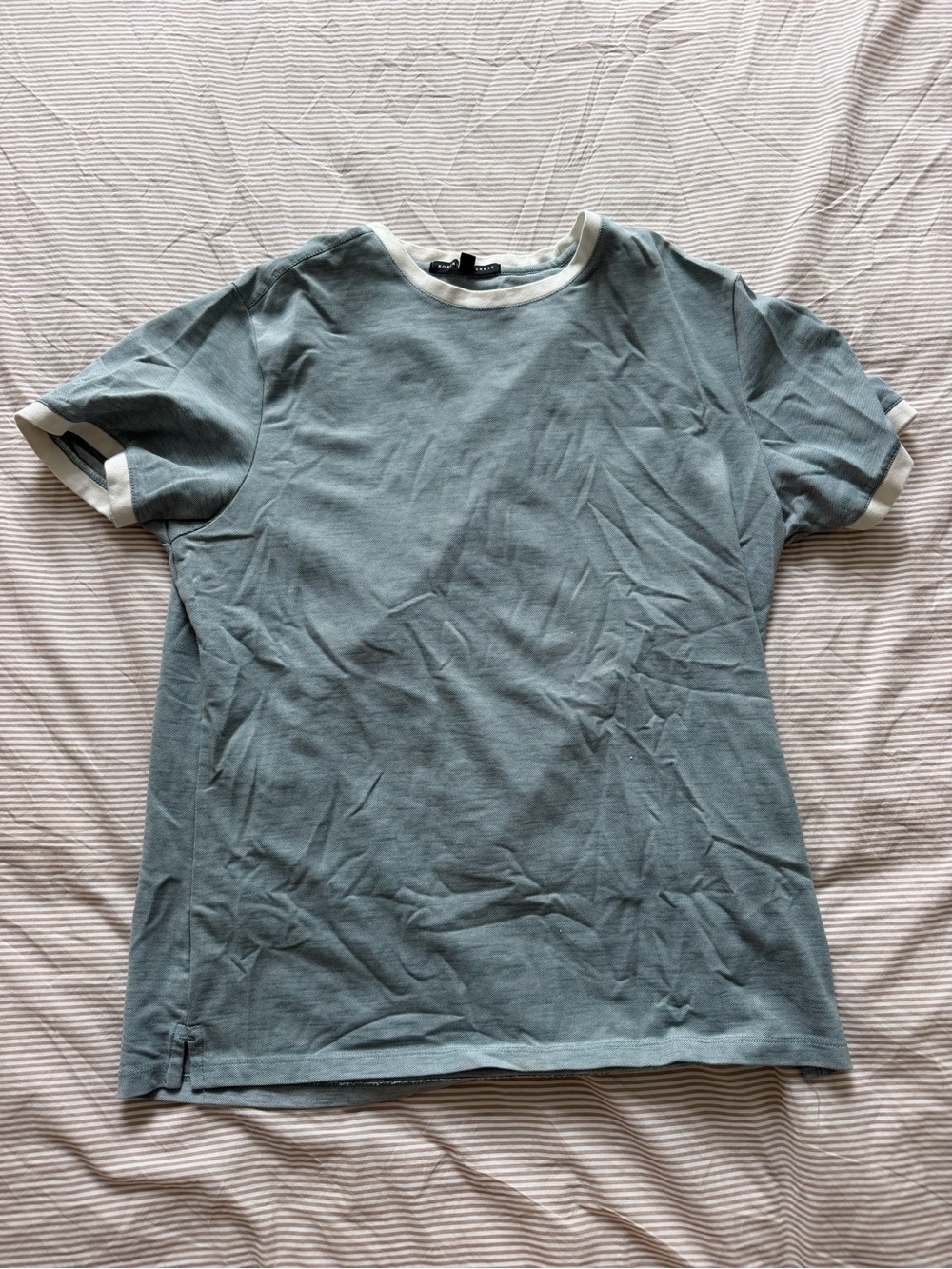 Robert Barakett Slate Blue Ringer Tee with White Trim